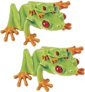 2x stuks plastic speelgoed figuur roodoog boomkikker 7 cm - Dieren reptielen