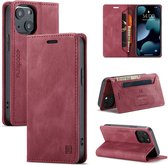 Luxe Flip Case met RFID Bescherming Kaarthouder en Magneetsluiting voor iPhone 13 Mini _ Rood