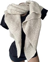 Lange Warme Sjaal - Omslagdoek - Extra Dikke Kwaliteit - Gemêleerd - Beige/Grijs - 195 x 55 cm (862938#)