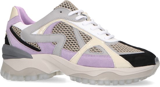 Sacha - Dames - Beige sneakers met lila details - Maat 40 | bol.com