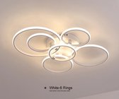 UnicLamps LED Bluetooth - 6 Cirkel Plafondlamp Wit - Met Afstandsbediening - Smart lamp - Dimbaar Met App - Woonkamerlamp - Moderne lamp - Plafoniere