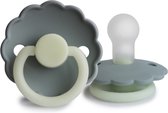 FRIGG - DAISY NIGHT - Fopspeen SILICONE - FRENCH GRAY - T2 - Glow in the dark