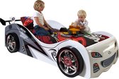 Baby Nora VIPACK Raceauto Kinderbed Inclusief Matras En Lattenbodem - Wit & Grijs - Bed - Matras
