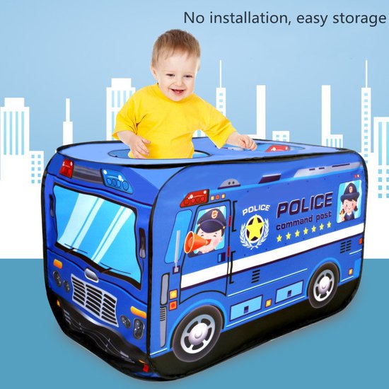TDR-Kinder auto tent -speelhuistent- opvouwbare tent - Politiewagen 112*70*75CM