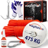 Magfishion Magneetvissen MEGA Set - 475 KG - Vismagneet - 2x Touw + Karabijnhaak met Schroefsluiting - Dreghaak - Handschoenen - Borgmiddel - Magneet Vissen - Outdoor