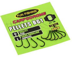 Fun Fishing Haken Pellets BG1 Oeillet & Sans Ardillion Black & Gold (10 pcs) - Maat : 10