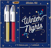 BIC Winter Schrijfset - 2 BIC 4 Kleuren Shine Balpennen en een notebook