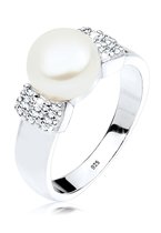 Elli PREMIUM Dames Ring dames met kristallen en zoetwater gekweekte parel in 925 sterling zilver