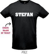 Heren sportshirt bedrukt met eigen tekst / naam - Zwart