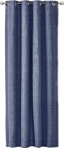 JEMIDI Kant-en-klaar gordijn in linnenlook - Gordijn met ringen 140 x 245 cm - Ondoorzichtig gordijn - Blauw