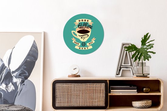 Autocollant papier peint cercle mural turquoise illustration café Vintage - ⌀ 30 cm - peinture ronde - cercle de papier peint - cercle mural - cercle vivant - autocollant et découpe ronde