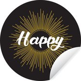 WallCircle - Muurstickers - Behangcirkel - Spreuken - Happy - Quotes - ⌀ 120 cm - Muurcirkel - Zelfklevend - Ronde Behangsticker XXL