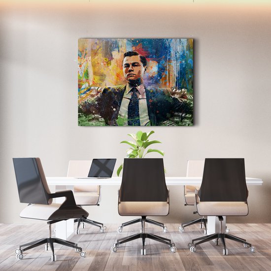 Luxe Canvas Schilderij Leonardo Dicaprio Paint | 100x75 | Woonkamer | Slaapkamer | Kantoor | Succes | Motivatie | Design | Art | Modern | ** 4CM DIK! 3D Effect**