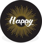 Citation joyeuse sur fond noir Cercle mural en aluminium