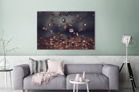 Tableau sur toile Chute de grains de café - 120x80 cm - Décoration murale