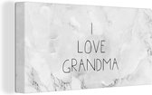 Canvas Schilderij Spreuken - Quotes I Love Grandma - Oma - Moederdag - Marmer - 80x40 cm - Wanddecoratie