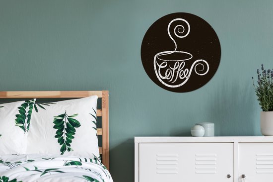 Coffee sur un tableau vintage Assiette en plastique de cercle mural - ⌀ 60 cm - peinture ronde - impression photo sur cercle mural en plastique (forex) / cercle vivant / (décoration murale)
