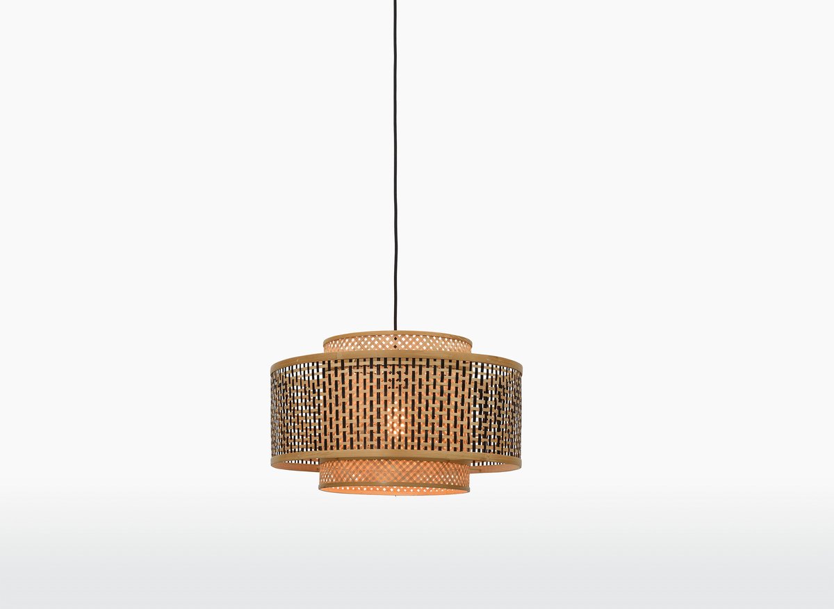 GOOD&MOJO Hanglamp Bhutan - Bamboe/Zwart - Ø50cm - ScandinavischBohemian - Hanglampen Eetkamer Slaapkamer Woonkamer