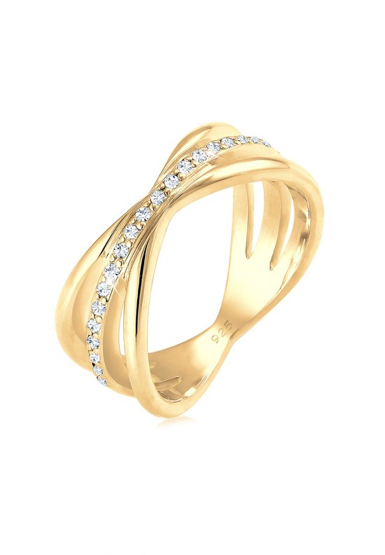 Elli PREMIUM Dames Ringen Dames Ring met Kristallen in 925 Sterling Zilver Rose Goud Plated