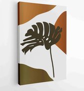 Earth tone boho gebladerte lijntekeningen tekenen met abstracte vorm. Abstract Plant Art-ontwerp voor print, omslag, behang, minimale en natuurlijke kunst aan de muur. 1 - Moderne