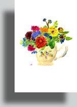Flowerpainting by Albertien - Handgeschilderde kaarten - Bloemkopje - enkel