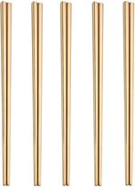 Luxe Eetstokjes - Gouden Chopsticks - Sushi Stokjes - RVS - Vaatwasserbestendig - 5 Paar - Goud