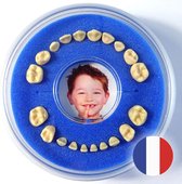 Firsty Round - Boîte à Dents de Lait - bleu - garçons / filles - en Français - avec Journal et Autocollant Hourra