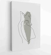 Aardetinten dierlijke lijn kunst achtergronden ingesteld met vos en wolf. Abstract kunstontwerp voor print, omslag, behang, minimale en natuurlijke kunst aan de muur. 4 - Moderne s