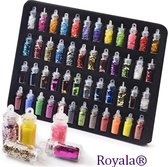 Royala 48 MIX Couleurs Nail Art - 3D Poudre Glitter - Masseur - DIY - Perles Shiny Paillettes - Set Nail Art Décoration