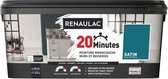 RENAULAC Eenlaags verf voor binnen 20 minuten muren en houtwerk - 2,5L - 25 m² - Petrolblauw Satijn