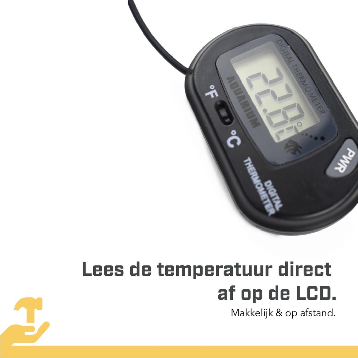 Tool Meister AQM1- Aquarium Thermometer met Sonde - Binnen & Buiten - Koken/Zwembad/Koelkast- 1 meter - Zwart - Incl batterijen — afbeelding 5