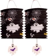 Set de 8 lanternes à tirer 15 cm fantôme - Décoration lanterne Halloween trick or treat