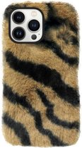 ADEL Siliconen Back Cover Softcase Hoesje Geschikt voor iPhone 13 Pro - Luipaard Fluffy Bruin