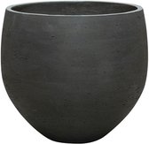 Pot Rough Orb XXL Black Washed Fiberclay 48x43 cm zwarte ronde bloempot