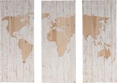 Wanddecoratie - Natural Collections - Houten wereldkaart 3 luik - 90 x73 x 3 cm