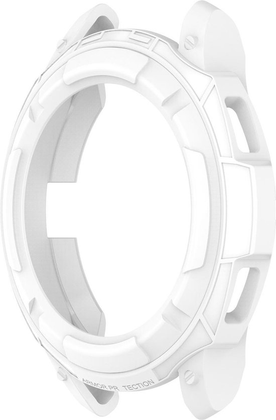YONO Armor Bumper geschikt voor Samsung Galaxy Watch 4 42mm - Siliconen Case Hoesje met Ringbeschermer - Wit