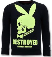 Luxe Sweater Mannen - Destroyed Playtoy - Navy /Zwart