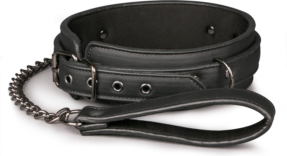 Goedkoopste EasyToys - Fetish Halsband met Riem - Duurzaam - Kunstleer - BDSM - Bondage - BDSM Toys - Rollenspel - Verkleedkleding - Rollenspel Erotiek - Puppy Play - Erotisch Spel - Zwart