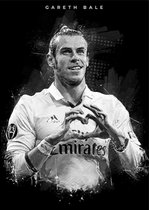 Allernieuwste Canvas Schilderij Gareth Bale Topscorer Voetbal - Real Madrid - Zwart Wit - 50 x 70 cm