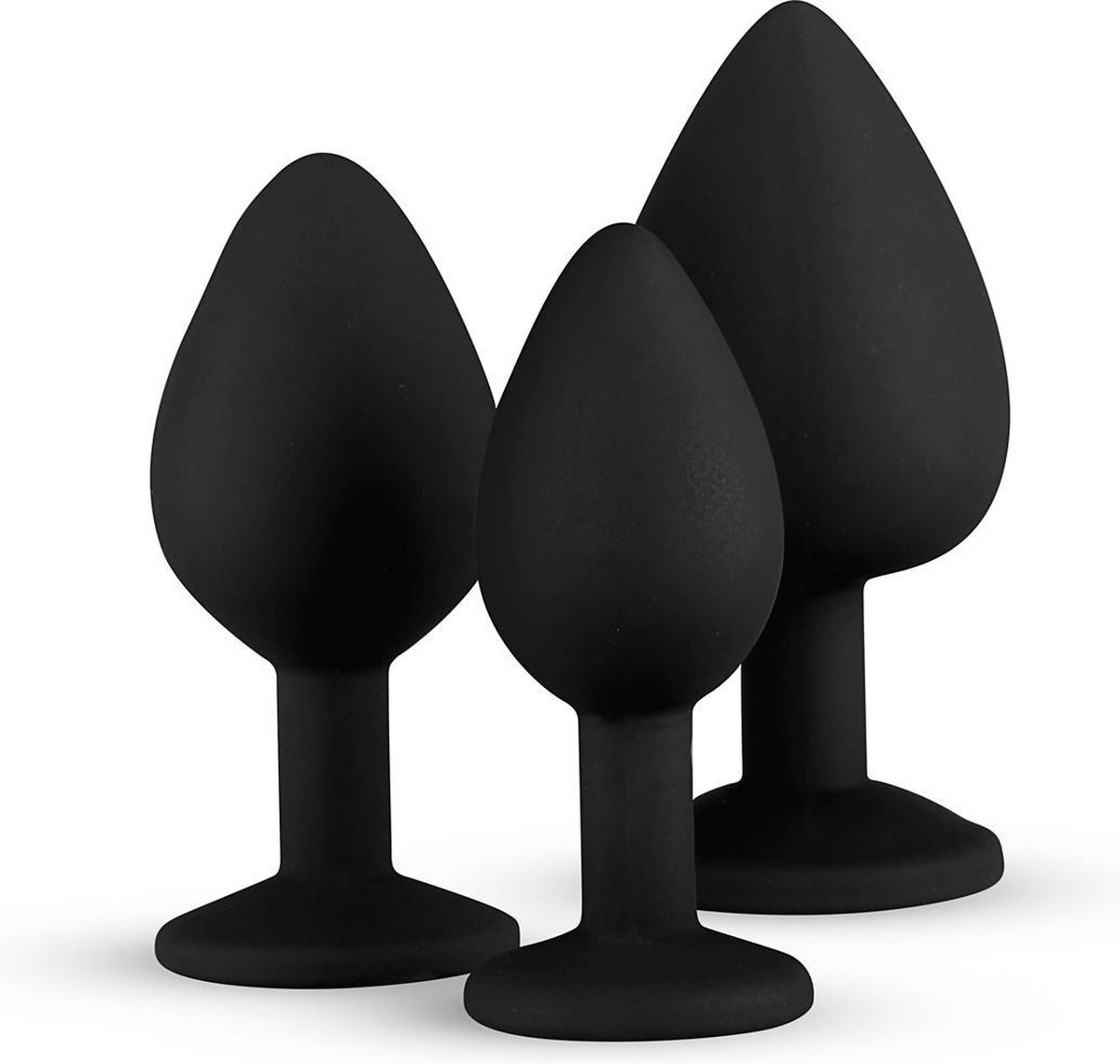 Goedkoopste EasyToys - Siliconen Buttplug Set met Diamantjes - Siliconen - Buttplugs - Buttplug Set - Anal Plug - Sex Toys voor Vrouwen en Mannen - Seksspeeltjes - Butt Plug - Zwart