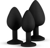 EasyToys - Siliconen Buttplug Set met Diamantjes - Siliconen - Buttplugs - Buttplug Set - Anal Plug - Sex Toys voor Vrouwen en Mannen - Seksspeeltjes - Butt Plug - Zwart