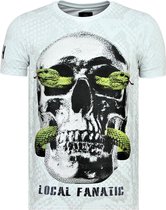 Skull Snake - Strakke T shirt Mannen - 6326W - Wit