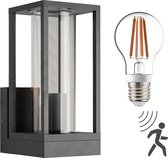 Proventa® Glasso LED Wandlamp met bewegingssensor - Warm wit licht - Antraciet