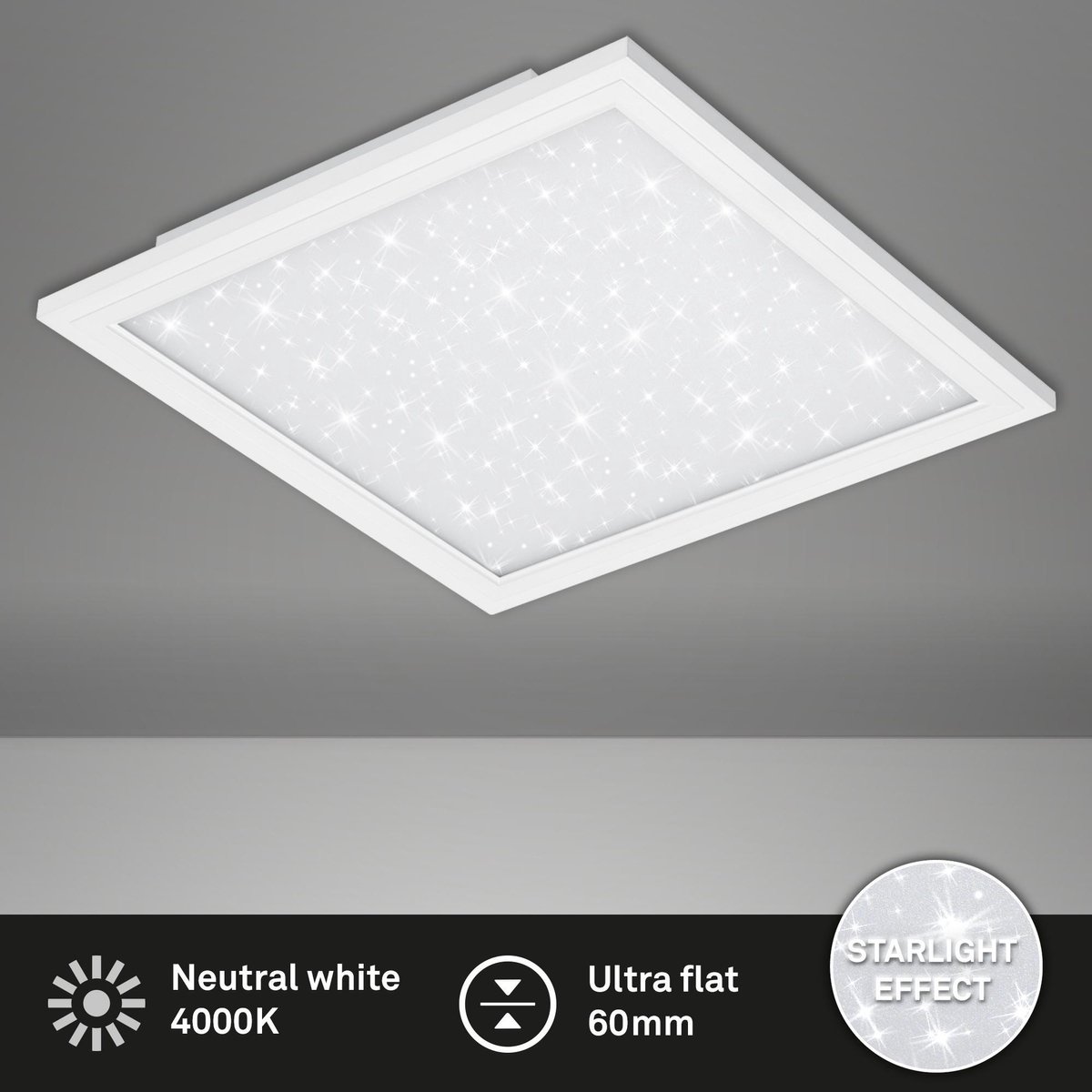 BRILONER Leuchten LED Ceiling Light, LED Panel with Motion Sensor, Daylight Sensor, 4,100 Lumens, 4,000 Kelvin, 38 W, White, 119.5 x 29.5
