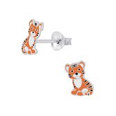 Joy|S - Zilveren tijger oorbellen - 5 x 9 mm