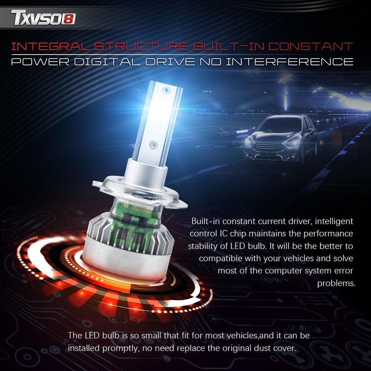 H8 / H9 / H11 LED lamp 20000 Lumen (set 2 stuks) incl CANbus EMC CHip 6500k Ultra-bright Wit Korte inbouw diepte /100 Watt Motor / Auto / Scooter / Motor /Dimlicht / Grootlicht / Koplampen / Autolamp / Lampen / Autolampen / CANbus adapter 12v – foto 5