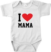 Baby Rompertje I love Mama - Romper korte mouw Wit - Maat 74/80 - Voor Mama - Moederdag - Valentijn - Babygeschenk - Baby kado - Romper - Babyshower