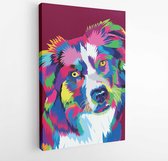 Onlinecanvas - Schilderij - Kleurrijke Hond Popart Vector. Eenvoudig En Schattig Art Canvas-verticaal Vertical - Multicolor - 80 X 60 Cm