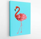 Onlinecanvas - Schilderij - Hedendaagse Kunstcollage. Flamingo Met Magnolia Bloemen Als Hoofd. Art Verticaal Vertical - Multicolor - 115 X 75 Cm