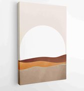 Berg muur kunst vector set. Aardetinten landschappen achtergronden instellen met maan en zon. 2 - Moderne schilderijen – Verticaal – 1870239409 - 50*40 Vertical
